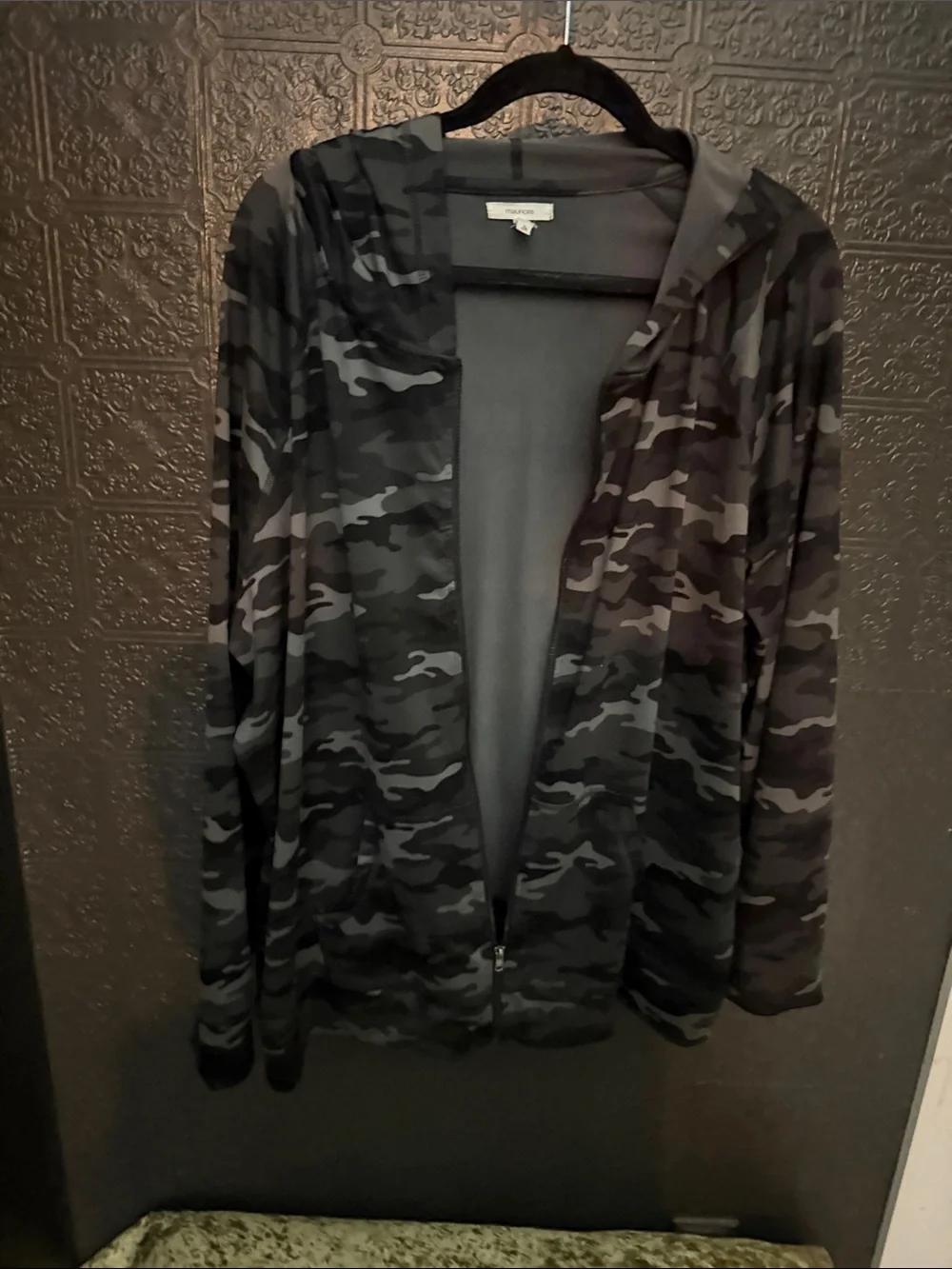 Women’s Camouflage Zip Hoodie Jacket - Black/Grey